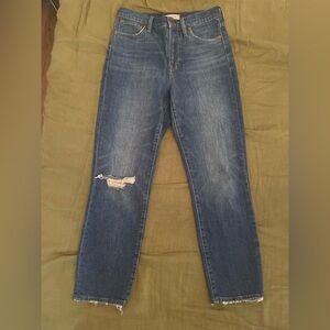 Madewell the perfect vintage crop jean Dark Blue Denim Jeans with Copper Button